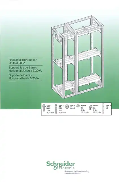 schneider施耐德Spacial SF - Horizontal bar support up to 3200A - Instruction Sheet